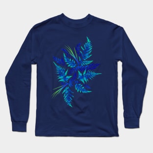 Fern Leaves - Blue Long Sleeve T-Shirt